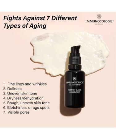 IMMUNOCOLOGIE Super 7 Elixir Face Serum - Anti-Aging Facial Serum with a Proprietary Blend of Antioxidants Elastin and Collagen Addressing The Seven Major Signs of Aging - 1 fl oz/30 ml - Buy Online on GoSupps.com