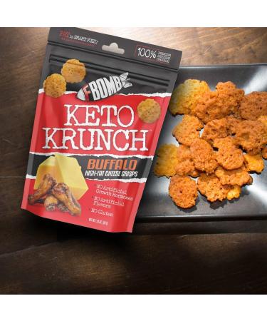 FBOMB Cheese Crisps 6 Pack - Crunchy Oven Baked Keto & Low Carb Snack | 100% Natural Artisan Cheese - High Protein & Gluten Free Keto Snack - Buffalo Flavor - Buy Online on GoSupps.com