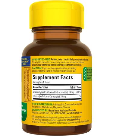Nature Made Vitamin B6 100mg Tablets - 100 Count for Metabolic Health - Buy Online on GoSupps.com