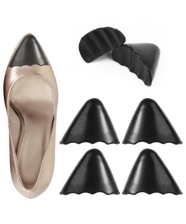 2 Pairs Shoe Inserts for Loose Shoe Reusable Toe Cushion Fillers Half Size Shoes Fitter Size Reducer for Women Men Shoes Too Big High Heels Flats Casual Shoes (Black Pointy)
