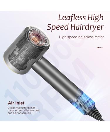 Brushless Powerful Hair Dryer Low Noise 1600W 110 000 RPM Fast Drying High Speed Blow Dryer with Negative Ion Technology Portable Lightweight with Diffuser and Nozzle for Home Salon Travel Grey - Buy Online on GoSupps.com