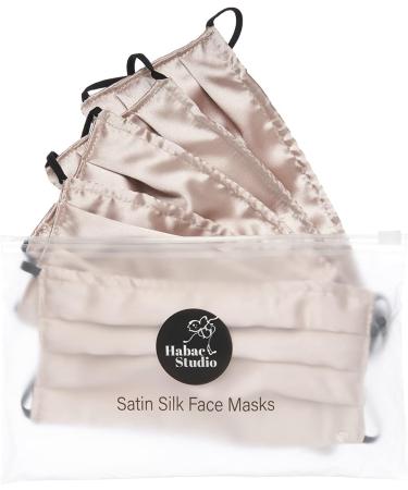 HABAC STUDIO Pack of 5 Satin Silk Face Masks Reusable Cover Bandana Balaclavas Face Masks Washable UK Black Face Mask with Nose Wire Pleated Face Mask for Women Men Adjustable. Nude - Buy Online on GoSupps.com