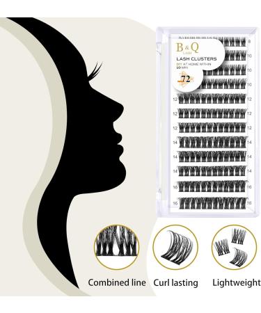 72 B&Q D Curl Cluster Lashes | Natural DIY Soft Eyelash Extensions - 12mm D-12 UK-FD-B48 - Buy Online on GoSupps.com