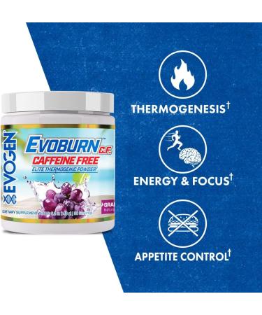 Evogen Evoburn Caffeine Free- Thermogenic Fat Burner for Men & Women | Energy & Focus | Advanced Metabolism Booster Fat Burner Formula with MitoBurn & Caffeine | Grape Blast | 30 Servings - Buy Online on GoSupps.com