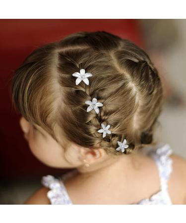 Wecoe 20 Pcs Small Flower Hair Clips - Cute Decorative Mini Claw Clips for Girls - White Bling Hair Accessories for Baby Toddler Flower Girls - Ideal Gift for Women and Girls - Buy Online on GoSupps.com