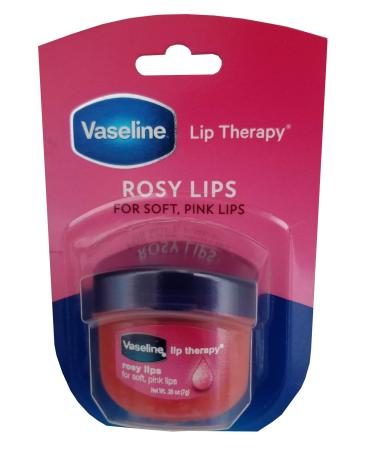 2 Vaseline Therapy Lip Balm 0.25 Oz Rosy Flavor Petroleum Jelly Mini Jar Lipbalm