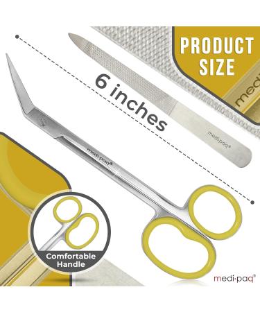 Medipaq Yellow Long Handle Toenail Scissors with Free Nail File - Ideal for Tough Toenails - Extra Leverage for Elderly & Limited Mobility - Buy Online on GoSupps.com
