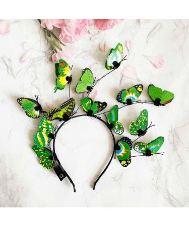Clataly LED Butterfly Headband Luminous Butterfly Wreath Wedding Party Hairband Photography Props Hair Hoop Hair Accessories for Women Girls (Green) - Buy Online on GoSupps.com
