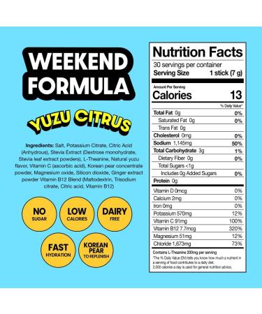 CLOOP HYDROBAE 3 439mg Electrolyte Powder Packets - Zero Sugar Yuzu Citrus Hydration Drink Mix with Korean Pear Extract L-Theanine Ginger Vitamins B12 & C (30 Sticks) - Made in Korea - Buy Online on GoSupps.com