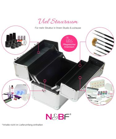 Nails Factory N & BF Small Professional Cosmetic Case | Silver ABS & Aluminum | Lockable 2-Floor Beauty Case with Fold-Out Shelves - Ideal for Travel & Storage - Buy Online on GoSupps.com