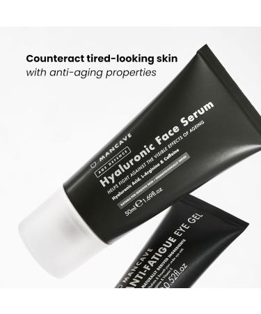 ManCave Hyaluronic Acid and Caffeine Anti-Aging Face Serum 50ml Formulated to reduce the Appearance of Fatigue and Enhance Damaged Skin with Caffeine and Glycogen Vegan Friendly Made in the UK - Buy Online on GoSupps.com