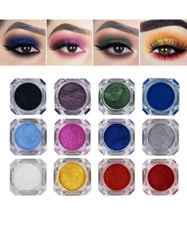 TWOMODE 12 Colors Eyeshadow Powder Pigment Shimmer Glitter Cream Pigment Eye Makeup