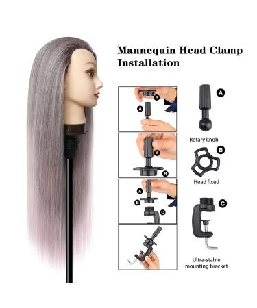 Frisierkopf Danseemeibr Plus 26-28 Hairdressing Head - 100% Art Hair Ombre Training Head with Holder & DIY Hairstyles Set - Ombre Pink - Buy Online on GoSupps.com