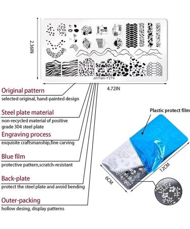 OUBFUUY Geometric Theme Nail Stamp Plates Nails Art Stamping Plates Festival Geometric Stripe Line Nail plate Template Image Plates - Buy Online on GoSupps.com