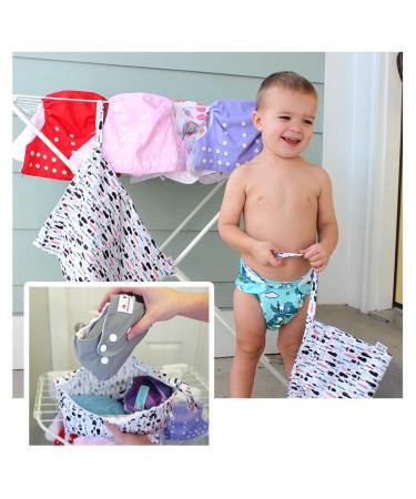 ALVABABY 3pcs Waterproof Reusable Baby Cloth Diaper Wet Dry Bags - Two Pocket Design for Travel, Beach, Pool, Daycare - Black & White Stripe - SML - Buy Online on GoSupps.com