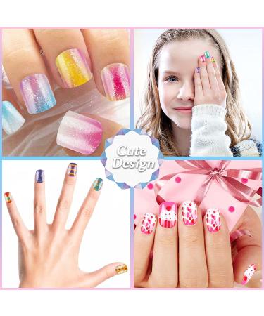 112 Pcs Fake Nails for Kids - Pre-glue Press on Nails Kit for Girls Ages 7-12 - Child Holiday Party Gift - Buy Online on GoSupps.com