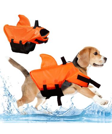 Life jacket shark dog Darryy beautiful life jacket dog shark eye-catching life jacket dog orange MM orange