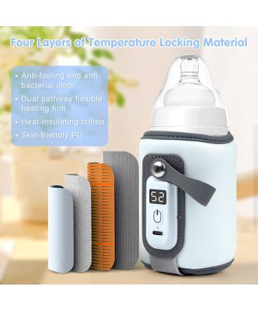 Portable Baby Bottle Warmer with USB Heater - 5 Adjustable Gears and LCD Display - Buy Online on GoSupps.com