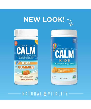 Natural Vitality Calm Kids Magnesium Citrate Gummies - Stress Relief & Healthy Response - Gluten Free, Vegan - Sweet Citrus (120 Count) - Buy Online on GoSupps.com