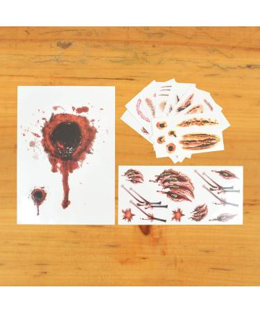 COKOHAPPY Halloween Bleeding Wound Scar Temporary Tattoo - 10 Sheets for Party Cosplay Costume, Realistic Look - Buy Online on GoSupps.com