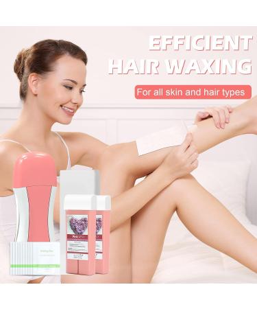 Seopri Roll on Wax Kit for Hair Removal - Sensitive Skin, 2 Rose Wax Cartridges, 100 Strips & Wipes - Buy Online on GoSupps.com