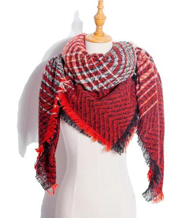 Cozy Triangular Scarf for Women - Autumn Winter Wrap in Red - Stylish Patterned Scarves - Buy Online on GoSupps.com