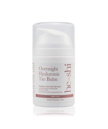 He-Shi Overnight Hyaluronic Tan Balm - Gradual Tan for the Face with Anti-Ageing - Hydrating & Firming Face Tanning Balm - Evening Skincare with Lavender for Mature Skin - Vegan & Cruelty Free (50ml) 50 ml (Pack of 1)