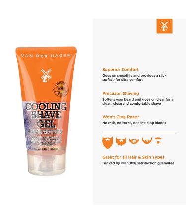 Van Der Hagen Cooling Shave Gel - 6 oz - Reduces Nicks, Razor Burn & Irritation - Buy Online on GoSupps.com