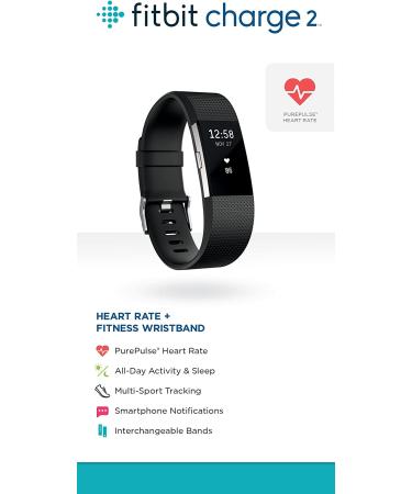 Fitbit Charge 2 Heart Rate + Fitness Wristband (Renewed) - Black Large | 6.7 - 8.1 in - Buy Online on GoSupps.com