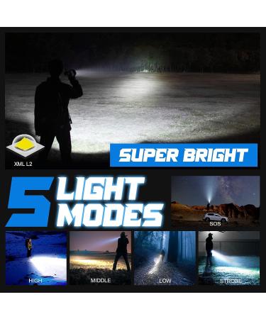 PHIXTON Rechargeable Tactical Flashlight - 5000 Lumen Super Bright LED, Zoomable, Waterproof, Shockproof - Ideal for Camping and Emergencies (Black) - Buy Online on GoSupps.com