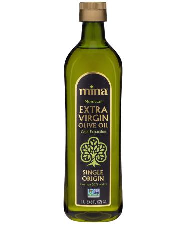 Mina Extra Virgin Olive Oil, New Harvest, Polyphenol Rich Moroccan Olive Oil, Single Origin Olive Oil, Cold Extraction, Less Than 0.2% Acidity, 33.8 Fl Oz (1Liter)