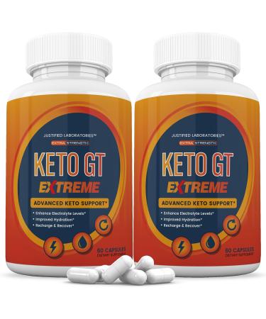 (2 Pack) Keto GT Extreme Keto Pills 1675MG New & Improved Formula Contains Apple Cider Vinegar Extra Virgin Olive Oil Powder Green Tea Leaf 120 Capsules