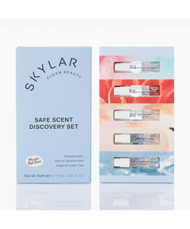 Skylar Perfume Discovery Spray Sampler Set - Boardwalk Delight Sunkissed Dahlia Vanilla Sky Salt Air Coconut Cove - Hypoallergenic & Clean Perfume for Women & Men - 5 1.5mL Discovery Set 3.0
