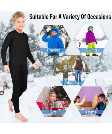 Silkfly Boys Thermal Underwear Set - Fleece Lined Long Johns for Kids - Base Layer Shirt and Pants Set - Winter Large - Buy Online on GoSupps.com