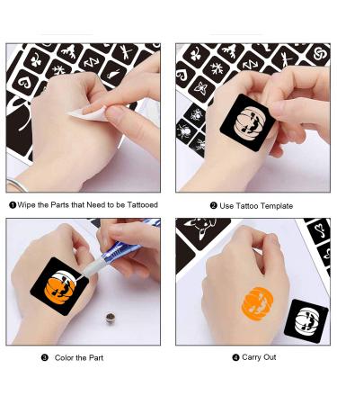262pcs Kids Temporary Tattoo Stencils Kit - Reusable Face & Body Paint Designs for Girl Boy School Show, Birthdays, Halloween & Christmas Parties - Buy Online on GoSupps.com