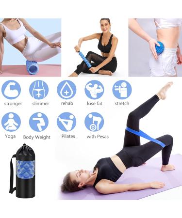 Frasheng 5-in-1 Fascia Roll Set | Foam Scooter Massage Roller Stick Fascia Ball Resistance Tapes & Storage Bags | Blue Foam Roller for Muscle Training - Buy Online on GoSupps.com