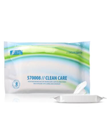 Nitras Clean Care Moist once washing gloves with aloe vera & chamomile for face body hands - 8 particularly soft & heated towels size 23 x 14 cm