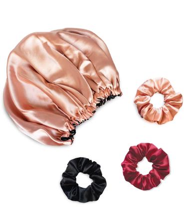 Silvr Bear Luxe Satin Hair Bonnet for Sleeping | Reversible Bonnet For Sleeping | Soft and Comfortable Satin Bonnet for Women | Hair Cap for Natural Hair | Rose Gold Rose Gold Satin Bonnet