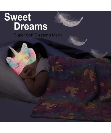 Kids Unicorn Eye Mask Set - Cute Plush Sleep Cover for Girls & Toddlers - 2pcs - Buy Online on GoSupps.com