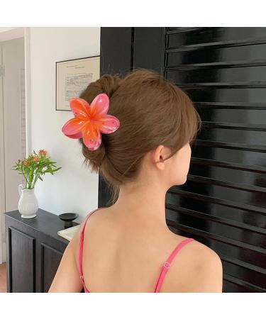 Hawaiian Flower Hair Clip Flower Claw Plumeria Hair Clip | Colorful Flower Hair Clips for Girls Ladies to Claw Thick Hair & Thin Hair Swan-ca Red - Buy Online on GoSupps.com