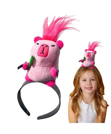 Kapaunn Cartoon Hair Clips - Stuffed Capybara Girls Funny Hair Clip - Stage Performance Cute Hair Accessory Teen Girls Fashion for Beach Face Cleansing Makeup Pink