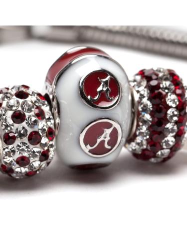 University of Alabama Crimson Tide White Stainless Steel Bead Charm - Perfect Gift for Fans | Fits Popular Charm Bracelets - Buy Online on GoSupps.com