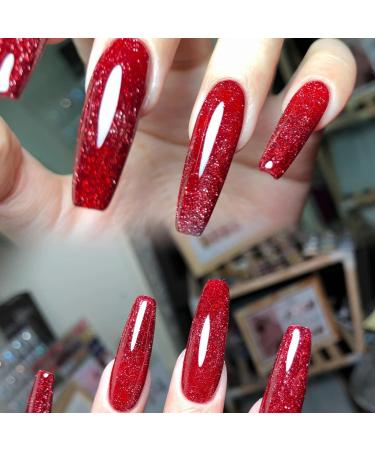 Gel Polish Santa Red Gel Nail Polish Soak Off UV Glitter Gel Nail Varnish for Manicure Long Lasting Chip Resistant Gel Nail Polish At Home 15mL(G117- Glitter Red) - Buy Online on GoSupps.com