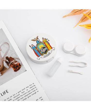 New York State Flag Round Case For Contact Lens Kit Storage Box with Mirror Printed - Buy Online on GoSupps.com