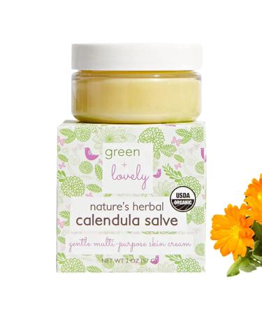 Nature's Herbal Calendula Salve by Green + Lovely - Certified Organic Calendula Cream / Multi-Purpose Skin Cream Eczema Cream Eczema Ointment - Beauty Intensive Moisturizer for Sensitive Skin - (Unscented) - 2 oz 1