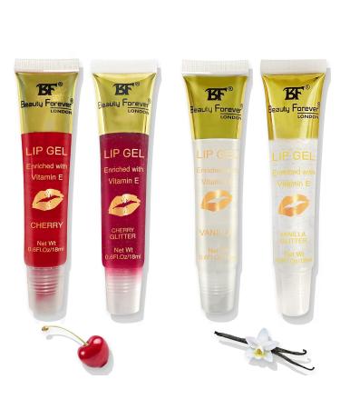 Beauty Forever Clear Moisturizing Lip Gel - Lightweight Shimmer Gloss Long-Lasting & Pout-Enhancing 9 Flavors Available - Strawberry - Buy Online on GoSupps.com