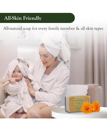 ADK Natural Marigold Soap Bar - Handmade Calendula & Olive Oil Vegan Soap for Dry Sensitive Skin | 4 oz Antioxidant Body Soap for Men Women & Babies - Buy Online on GoSupps.com