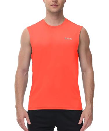 Cakulo Men's Sleeveless Workout Swim Shirts 3-Pack - Quick Dry Beach Pool Tech Tank Tops - Neon Orange/Yellow/Pink - Large - Buy Online on GoSupps.com