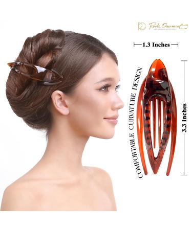 RC Roche 6 Pieces High-Quality Hair Clips - Brown French Curved Hair Clamps for Women & Girls - Firm Support No Slide 1 Pack - Buy Online on GoSupps.com