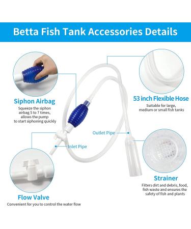 5-in-1 Fish Tank Cleaning Kit with Long Siphon Nozzle for Aquarium Maintenance - Includes Gravel Cleaner, Algae Scrapers, Betta Fish Accessories - Buy Online on GoSupps.com